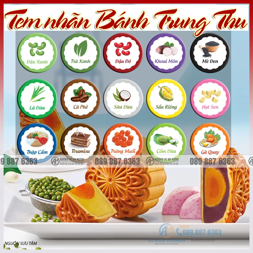 In tem nhãn cho hộp bánh Trung thu